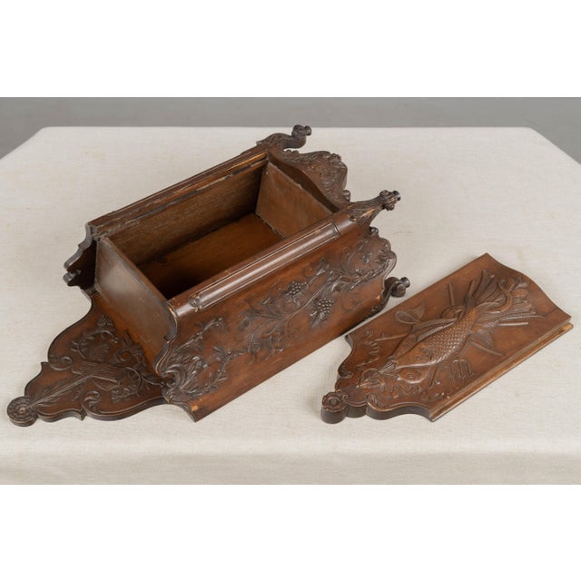 French Fariniere Box, Hand-Carved Walnut For Sale - Image 9 of 9