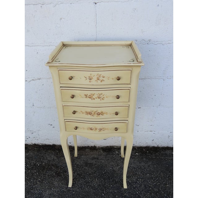 French Shabby Chic Painted Tall Narrow Nightstand Side End Table 6327 For Sale - Image 11 of 15