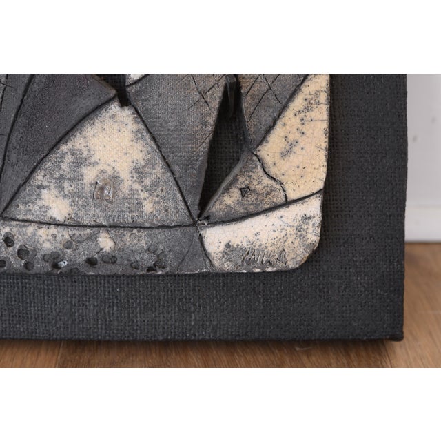 Vintage Abstract Brutalist Ceramic & Nail Art Wall Sculpture For Sale - Image 9 of 10