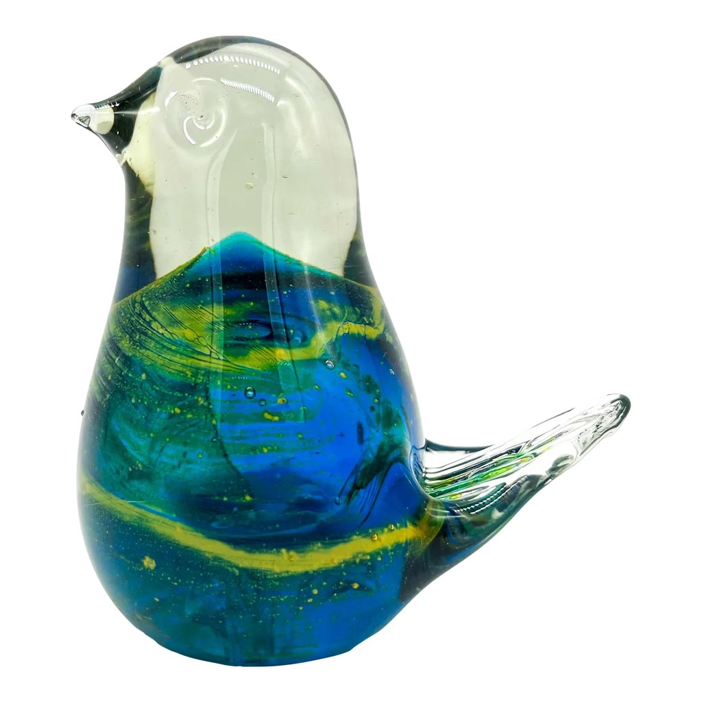 Vintage Mdina From Malta Hand Blown Glass Bird Paperweight
