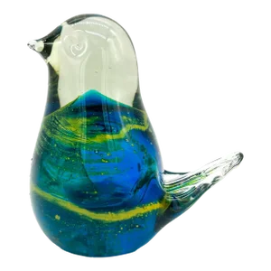Vintage Mdina From Malta Hand Blown Glass Bird Paperweight Figurine
