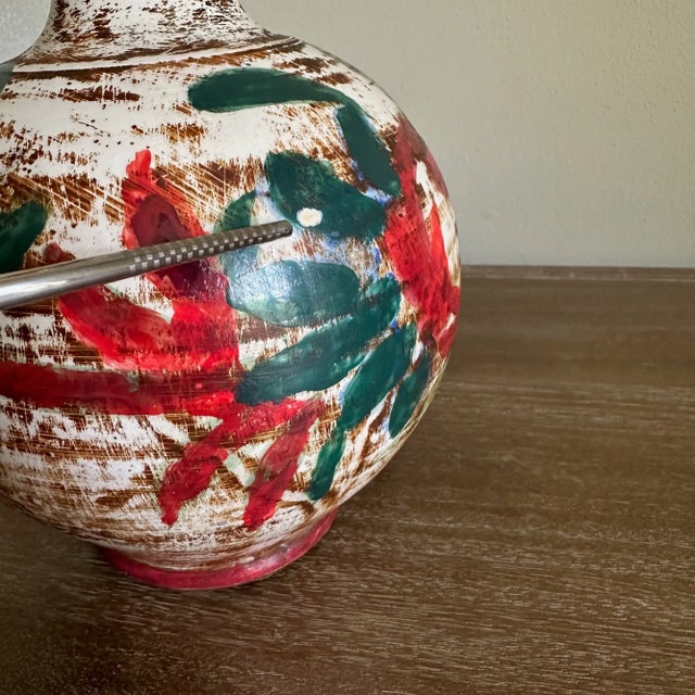 Vintage Small Ceramic Hand Painted Rose Floral Lamp For Sale In Milwaukee - Image 6 of 9