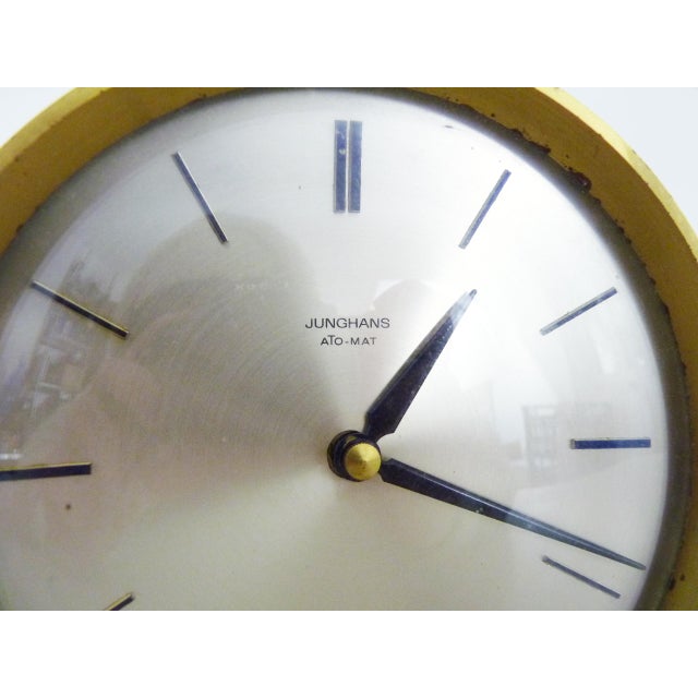 Hollywood Regency Brass Ato Table Clock from Junghans, 1960s For Sale - Image 3 of 10