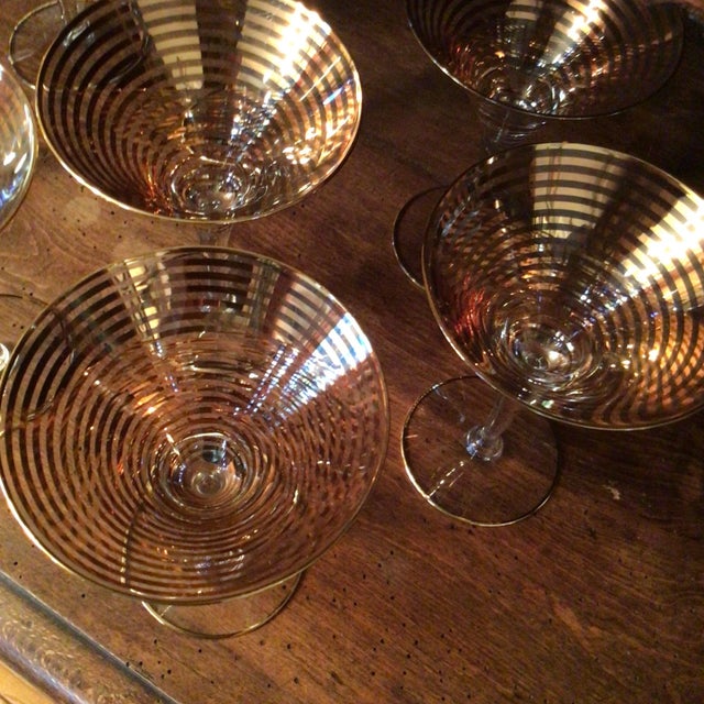 8 Gold Striped Hand Crafted Martini Glasses-Set of 8 For Sale - Image 9 of 12
