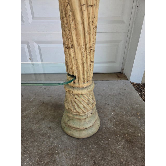 Late 20th Century Neoclassical Revival Faux Stone 4-Tier Column Shelves For Sale - Image 10 of 11