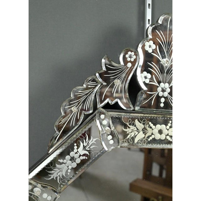 Silver Vintage Octagonal Venetian Mirror, 1950 For Sale - Image 8 of 18