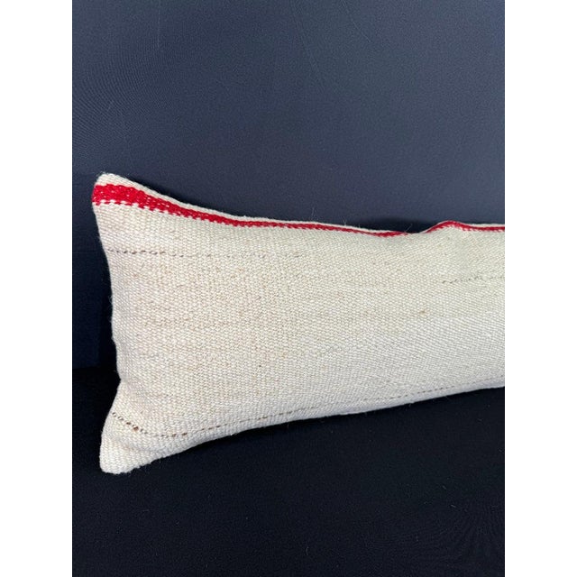 Turkish Hemp Pillow Cushion Natural Beige Red Cushion Cover 12x46 #30295 Enhance your home decor with our Kilim Pillow...