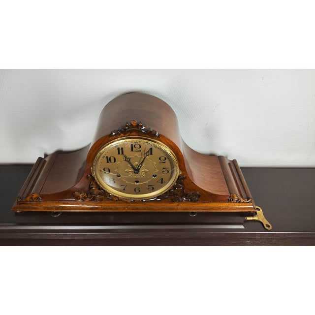 1936 Gustav Becker Antique Westminster Chime Mantel Clock For Sale - Image 4 of 8
