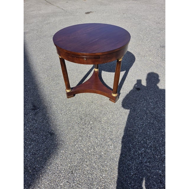 21st Century French Empire Plum Mahogany Round Table. For Sale In Philadelphia - Image 6 of 16