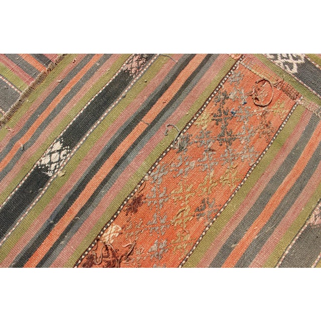 Vintage Turkish Kilim Rug With Geometric Shapes and Colorful Stripes For Sale - Image 11 of 12