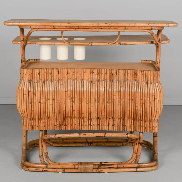 Mid-Century Modern Mid-Century Modern Rattan Tiki Bar, Hand-Crafted, Italy, Circa 1960s For Sale - Image 3 of 12