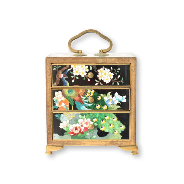 Early 20th Century Japanese Kyoto Cloisonné Enamel Kodansu Cabinet For Sale - Image 5 of 8
