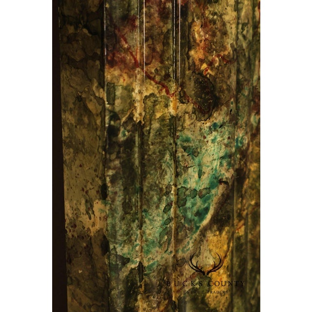Metal Faux Marble Geometric Framed Wall Mirror 47' x 36" For Sale - Image 7 of 16