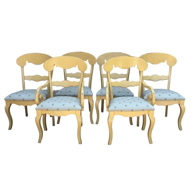 1980s Vintage Painted French Country Dining Chairs With Scalamandre Fabric - Set of 6 For Sale - Image 13 of 13
