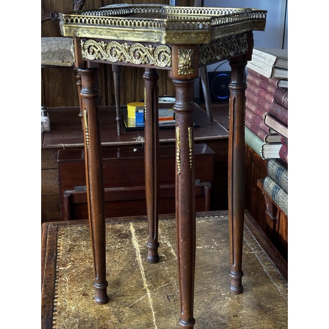 Antique French Side Table with Marble Top and Ormolu Mounts For Sale - Image 5 of 11