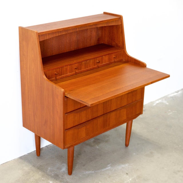 Wood 1950s Danish Teak Secretary Desk For Sale - Image 7 of 12