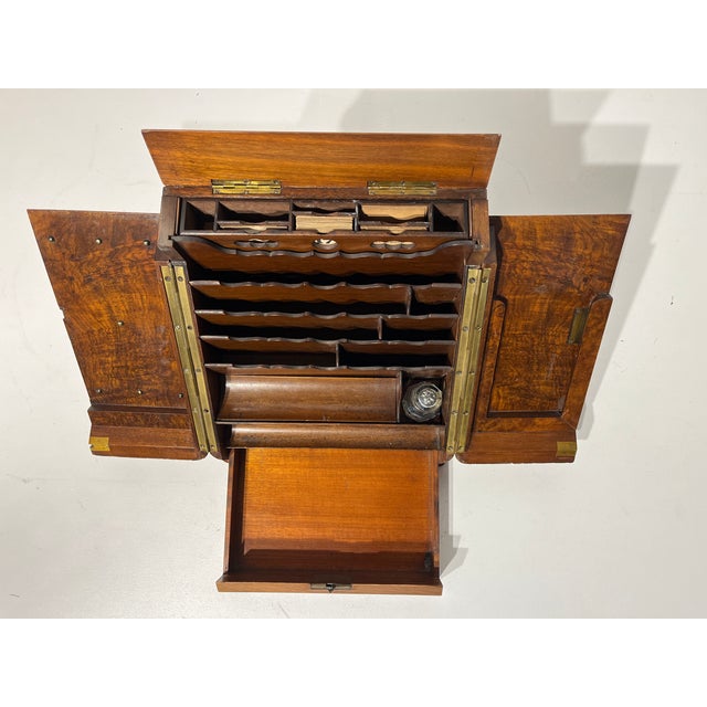 Mid 19th Century Antique Victorian Burl Walnut Stationery Writing Box For Sale - Image 5 of 8