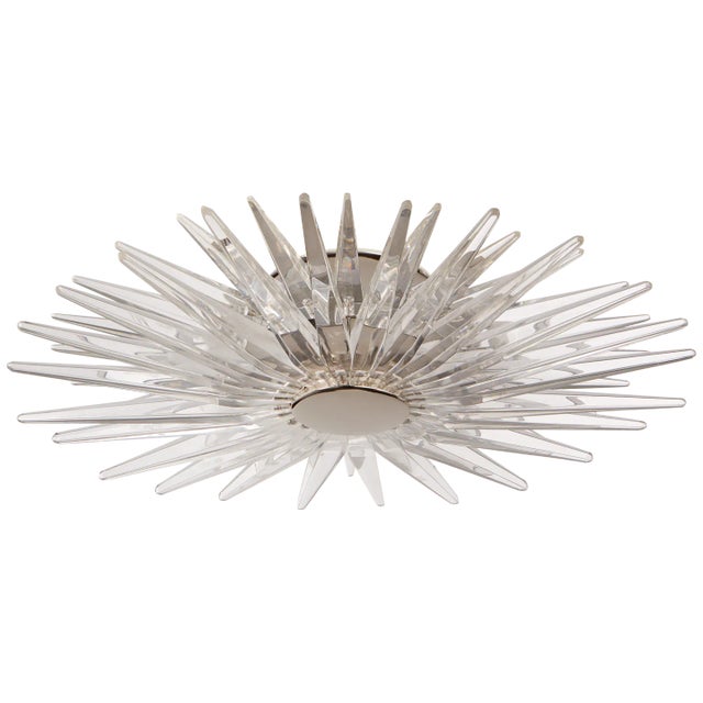 Quincy Small Flush Mount in Polished Nickel with Clear Acrylic Designer: Chapman & Myers Canopy: 6" Round Mounting: Semi-...