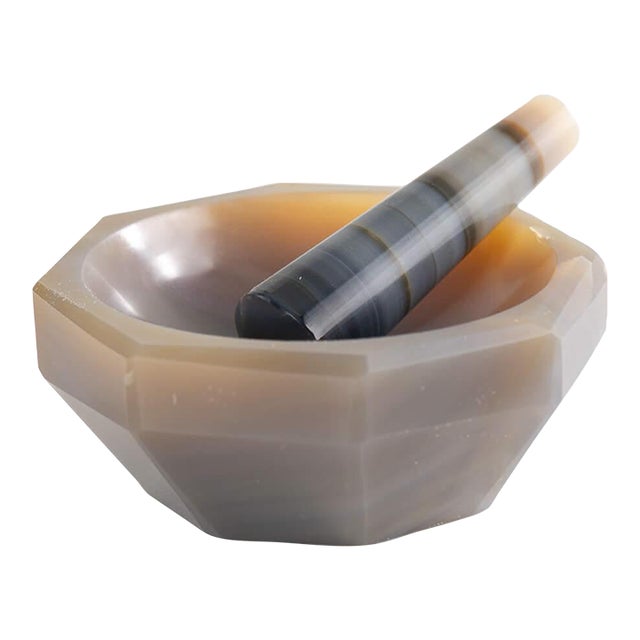 Miniature Grey Agate Mortar and Pestle Chairish