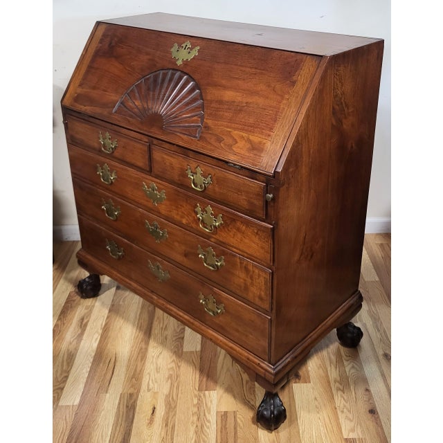 Antique American Early 19th C Mahogany Chippendale Ball & Claw Slant Front Desk For Sale - Image 4 of 15