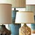 Blue Brown Ceramic Table Lamp with Silk Lamp Shades attributed to R. Houben, 1970 For Sale - Image 3 of 17
