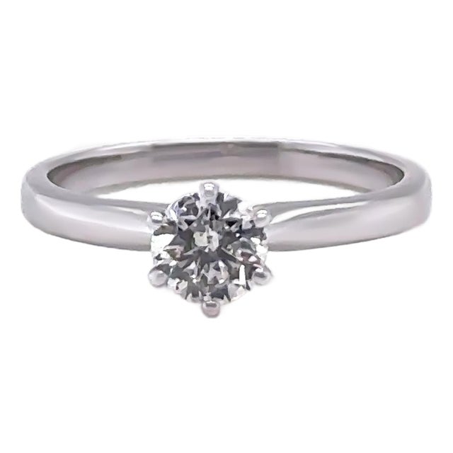 18ct White Gold Round Brilliant Cut Diamond Ring 0.51ct 2.81g, Size 5.25 For Sale