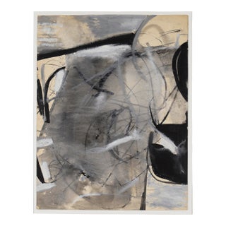 Black and White Abstract - Oil and Gouache on Paper by Felix Ruvolo For Sale