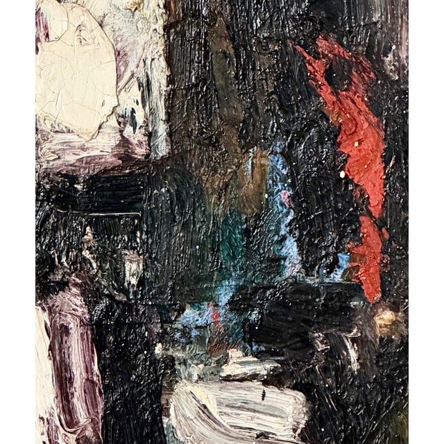 1956 Without Title Mid-Century Modernism Abtract Expressionism Oil Paint on Masonite Signed "Lewitt. 1956" For Sale - Image 4 of 12