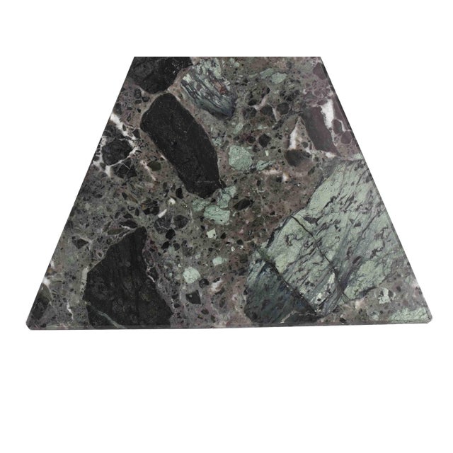 Late 20th Century Italian Natural Solid Green Marble Stone Pyramid Sculpture For Sale - Image 6 of 8
