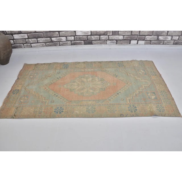 Handmade wool carpet in Turkish Anatolia , Vintage Oushak Rug,Turkish Vintage Anatolian Rug, Handmade wool Rug . One Of...