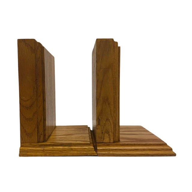 Vintage Solid Oak Wooden Bookends- a Pair For Sale In Atlanta - Image 6 of 8