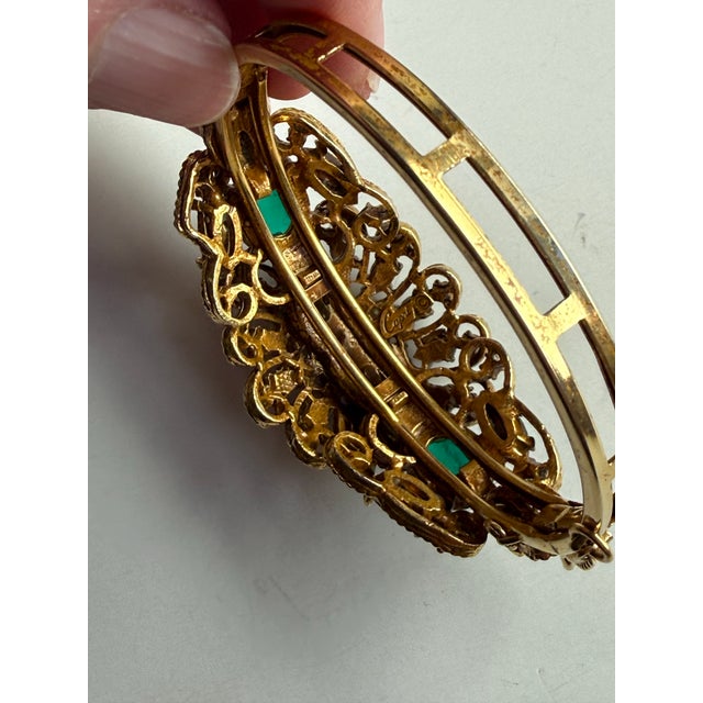 Vintage Signed Capri Demi-Parure – Multi-Layer Rhinestone Floral Dome Brooch/Pendant & Matching Hinged Cuff Bracelet For Sale - Image 11 of 12