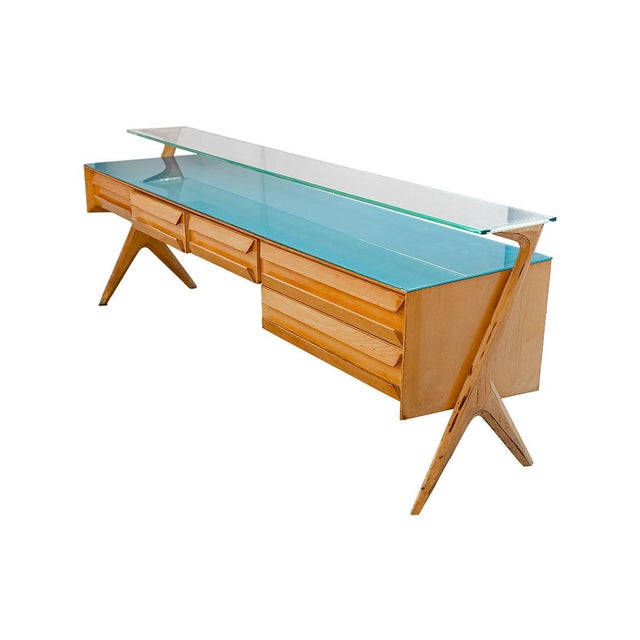 Tan Chest of Drawers in Light Wood and Glass, 1959 For Sale - Image 8 of 8