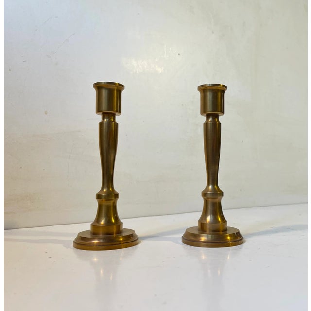 Mid-Century Scandinavian Candlesticks in Bronze by Th. P., 1970s, Set of 2 For Sale - Image 6 of 6