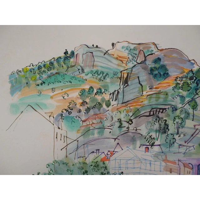 Raoul Dufy, Provence, The Mountain Village, 1953, Original Signed Lithograph For Sale - Image 4 of 7