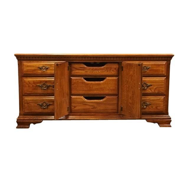 French Country Sumter Cabinet Solid Oak Rustic Country Style 70" Triple Door Dresser 505-1570 For Sale - Image 3 of 12