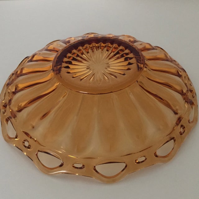 Vintage Amber Lace Edge Glass Bowl For Sale In Naples, FL - Image 6 of 12