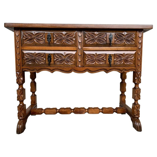 Early 20th Century Century Catalan Spanish Carved Walnut Console Table For Sale - Image 13 of 13