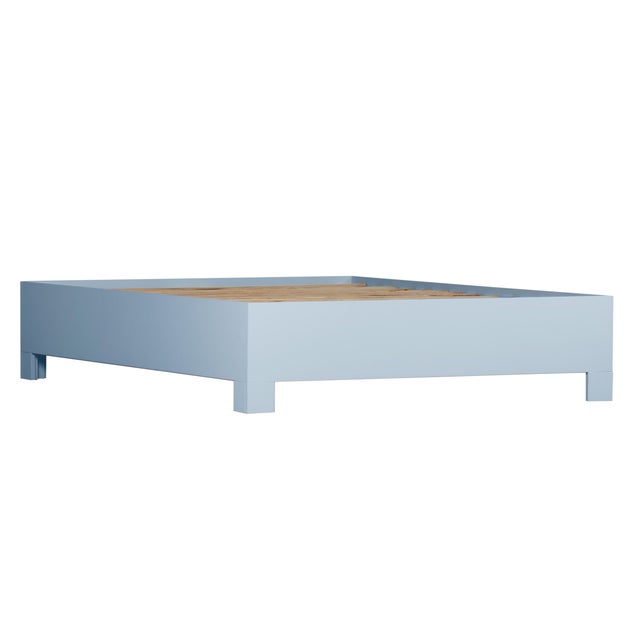 Wood Tiffany Platform Bed Queen, Light Blue For Sale - Image 7 of 7