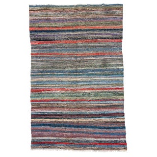 1960s Vintage Handwoven Colorful Rug- 5′2″ × 8′ For Sale