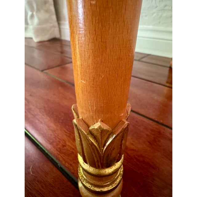 Alabaster Vintage Italian Carved Beech & Gold Leaf Side Table With Onyx Top For Sale - Image 8 of 9