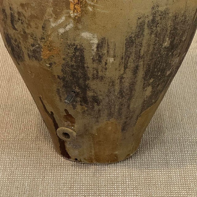 Antique Italian Glazed Terracotta Olive Oil Jar With Spout For Sale - Image 11 of 18