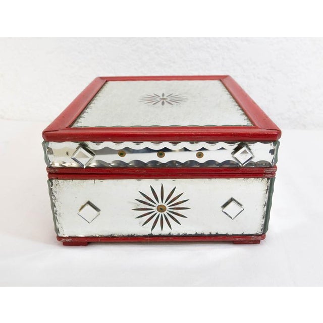 Pink French Beveled Glass Underglaze Painting Box, 1950 For Sale - Image 8 of 14