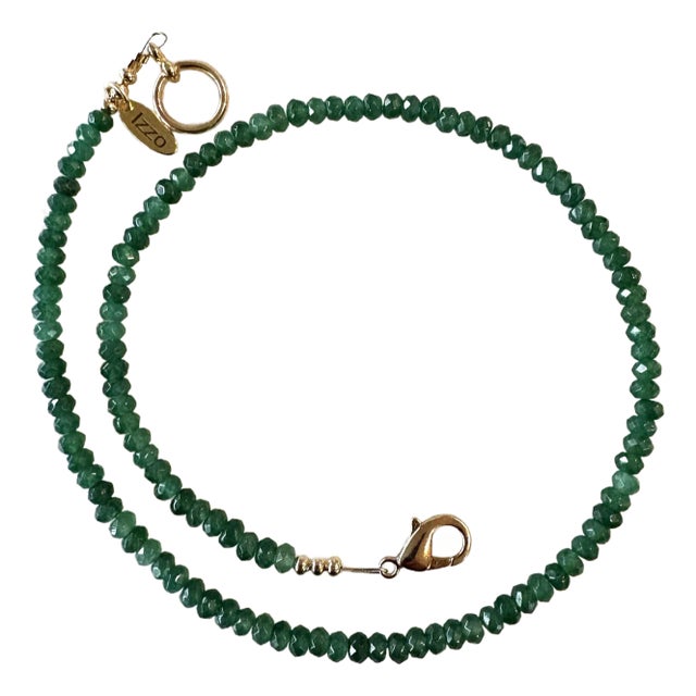 Emerald Quartz Faceted Stacking Necklace With Gold Tone Clasp. Designed by Matthew Izzo For Sale