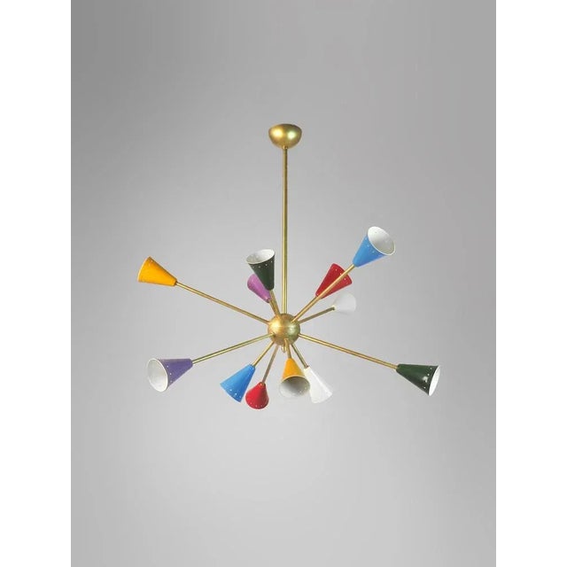 Italian Sputnik Chandelier in Brass, 1950s For Sale - Image 4 of 5