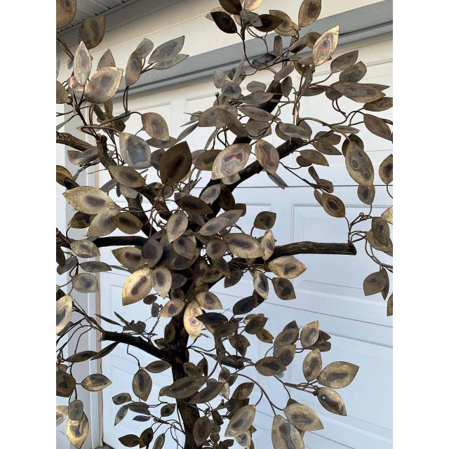 Brutalist Hammered Metal Tree Sculpture With Uplight, Curtis Jere, 1960's For Sale - Image 12 of 13