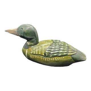 Vintage Carved Wood Loon Duck Decoy For Sale