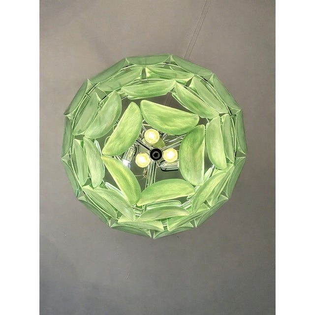 Contemporary Modern Green Sanded "Petals" Murano Style Glass Chandelier For Sale - Image 10 of 10