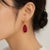 Traditional Late 20th Century 14K Yellow Gold Estate Diamond & Ruby Cabochon Tear Drop Dangle Earrings, Pair For Sale - Image 3 of 3