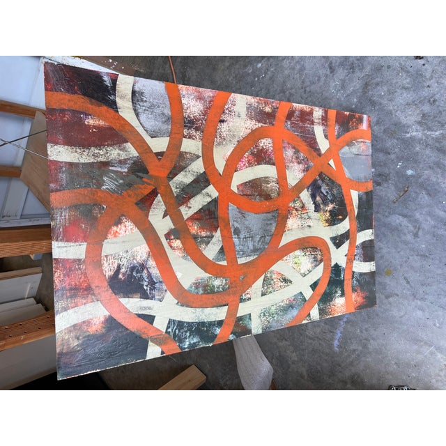 Early 21st Century William Finlayson Jr. Original Mixed Media Painting on Panel “Burnt Orange Ribbons” 2020 For Sale - Image 5 of 6